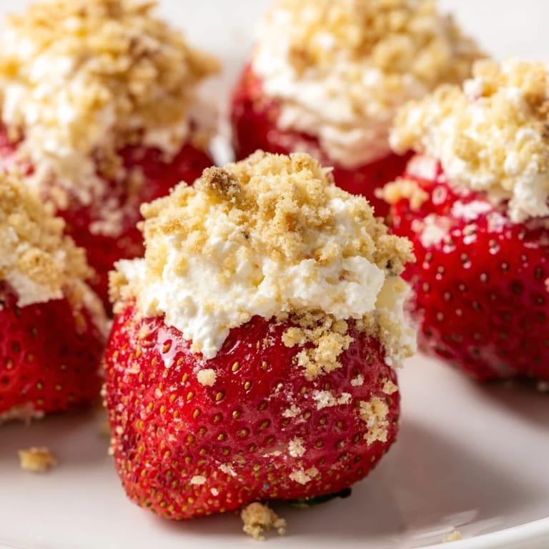 These pretty Cheesecake Stuffed Strawberries are arranged on a platter ready to be served and enjoyed.