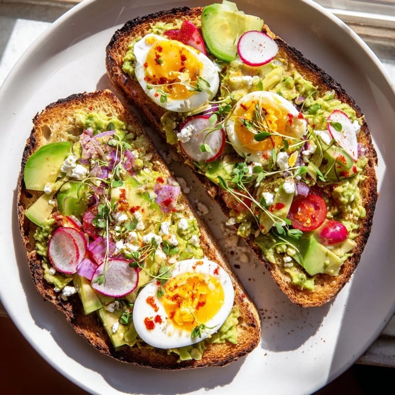 Imagine devouring the vibrant toppings atop fluffy bread with this comforting Loaded Avocado Toast.