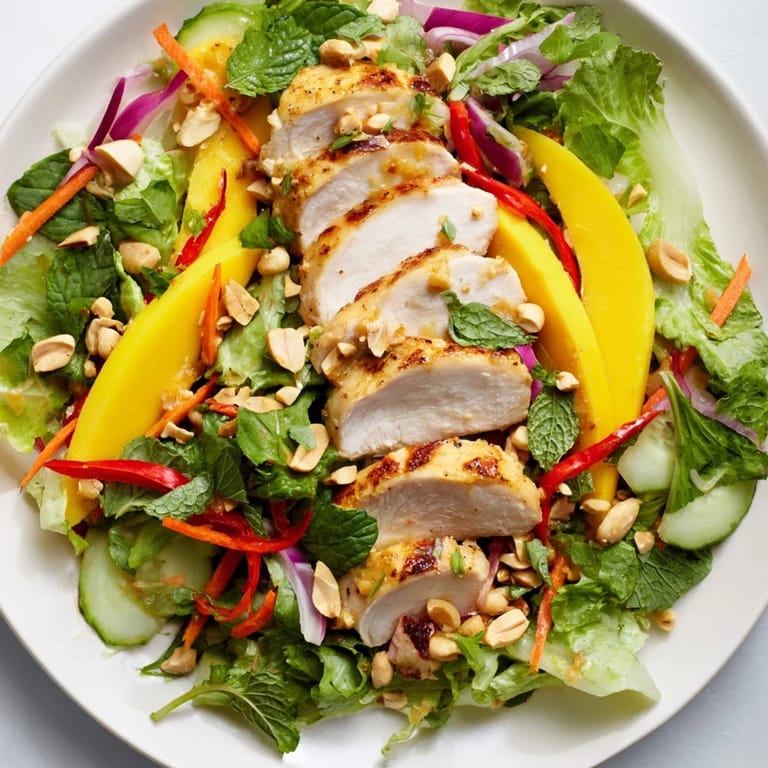 Slices of chicken and sweet mango are tossed together in this Thai Mango Chicken Salad.