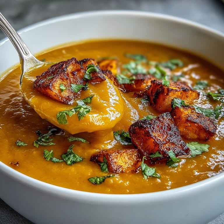 Garnished with fresh cilantro, this vibrant Butternut Squash and Lentil Soup is perfect with warm crusty bread on the side.