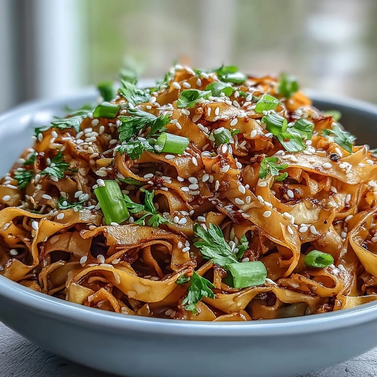 Hearty Gochujang Swede Noodles, a flavorful vegan dish perfect for dinner.