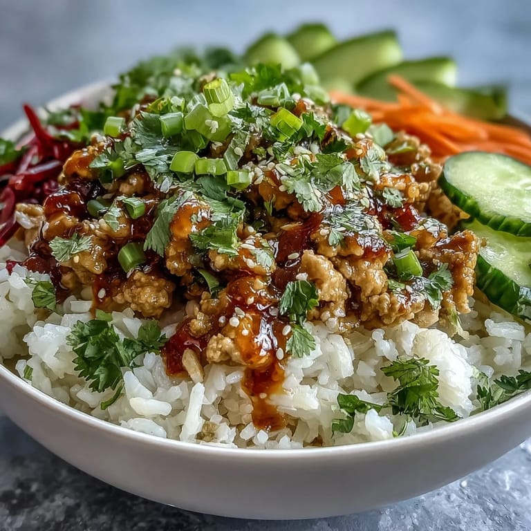 A close-up of Bang Bang Ground Turkey Rice Bowls with sesame seeds, lime wedges, and vibrant red cabbage.