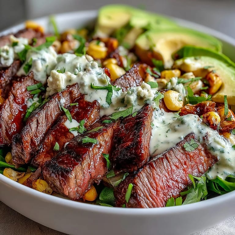 Close-up on juicy steak and golden charred corn beside creamy avocado and lime wedges, ready for a savory dinner.