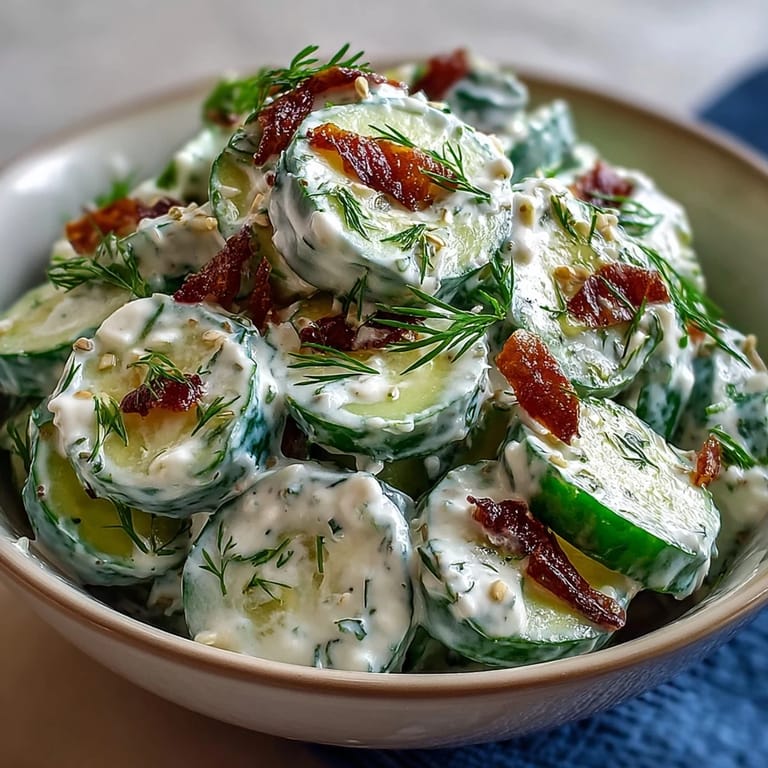 A light and refreshing Creamy Cucumber Salad with Dill and Greek Yogurt, perfect for summer cookouts or Mediterranean meals.
