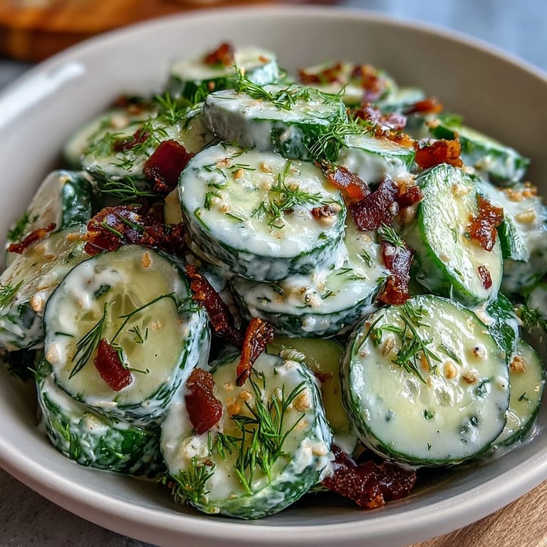 Cool, creamy cucumbers tossed in Greek yogurt and dill dressing, a healthy and easy side for grilled dishes or picnics.