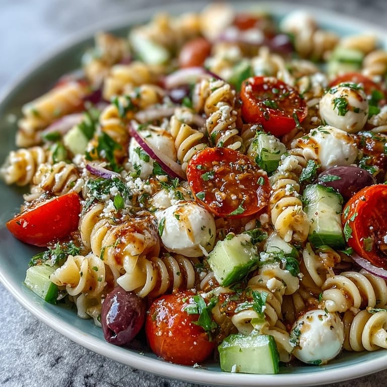 Refreshing Easy Summer Pasta Salad with Italian Dressing, a vibrant mix of crisp vegetables and pasta perfect for warm-weather meals.