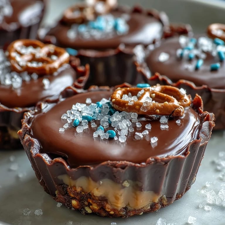 Crunchy pretzel base meets creamy peanut butter filling, topped with glossy chocolate for irresistible Easter candy cups.  