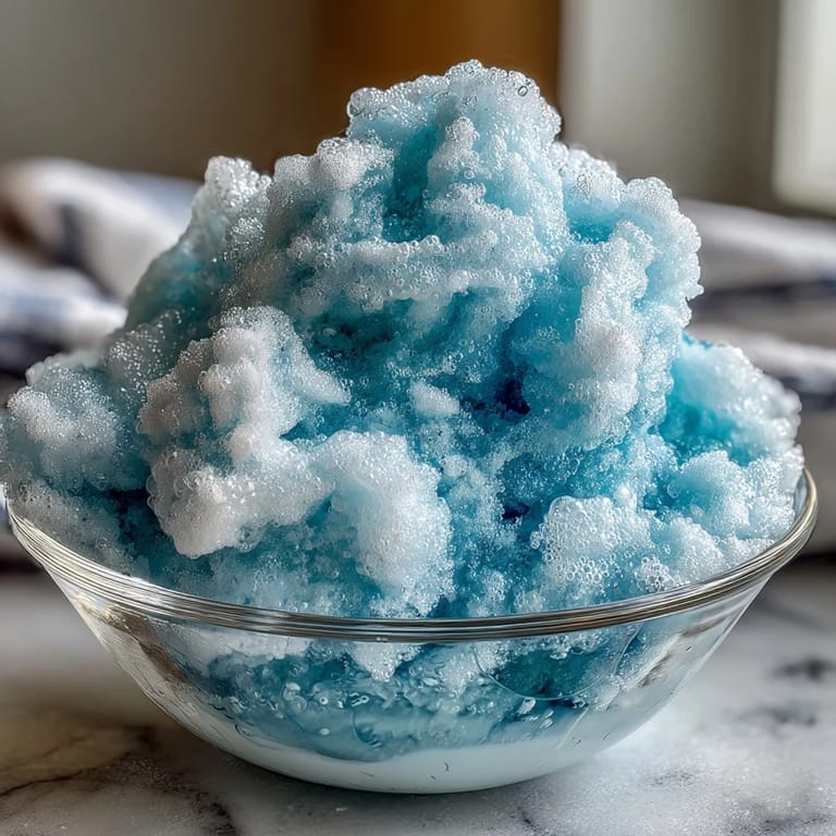 Two servings of TikTok Cloud Slushie, frosty and airy, topped with a spoon for easy scooping and a vibrant, refreshing look.