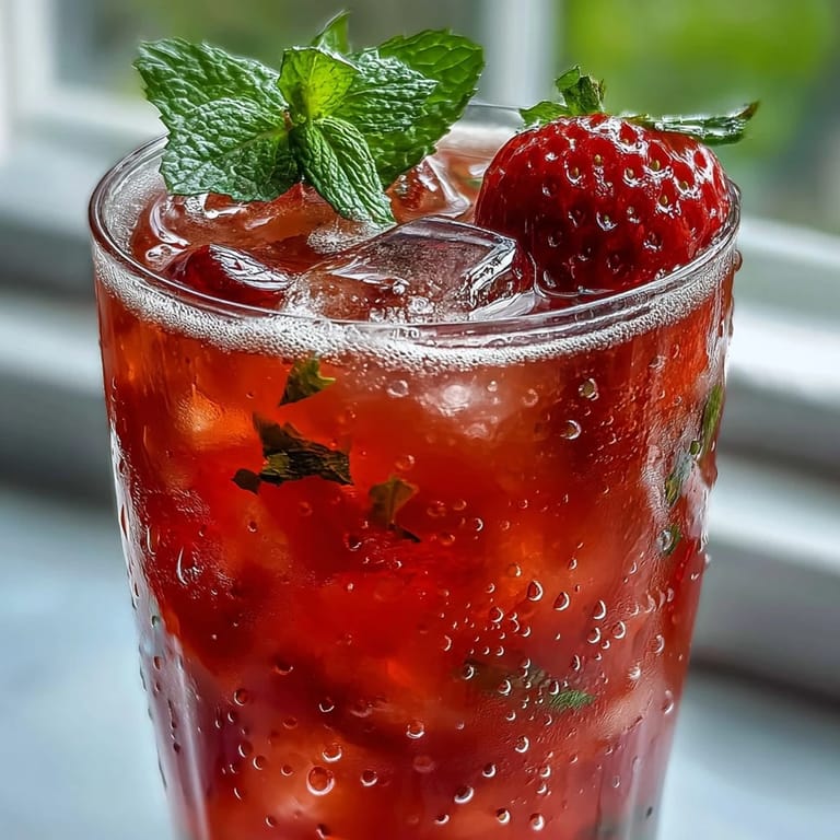 Chilled homemade strawberry agua fresca in a clear pitcher, perfect for a hot summer day refreshment.