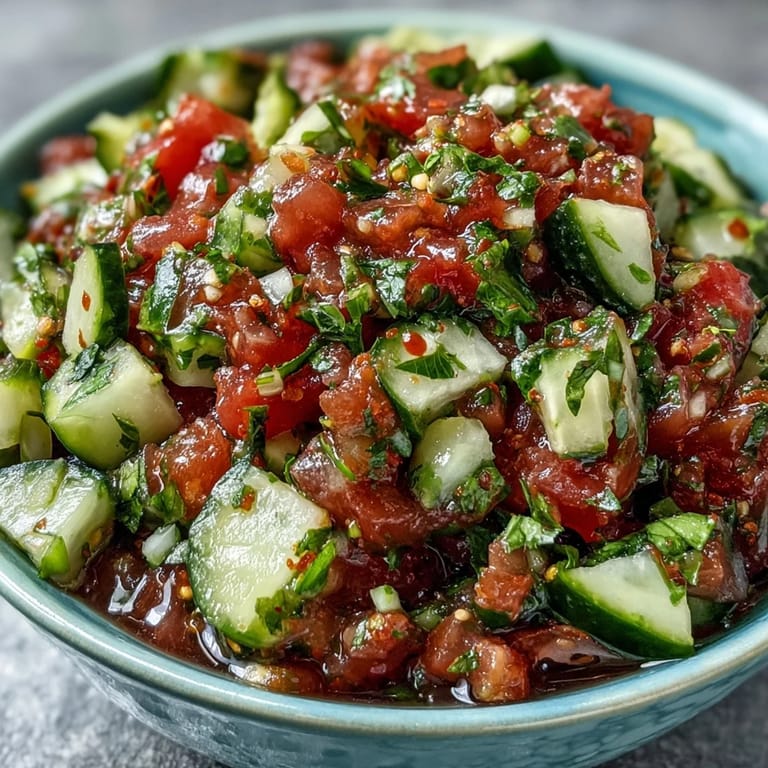 Tangy, zesty pickle de gallo salsa bursting with diced pickles and tomatoes.