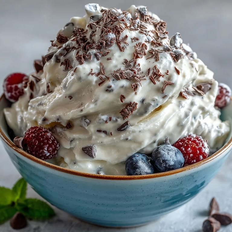 TikTok Cottage Cheese Ice Cream, showcasing a tempting swirl of berries and a smooth finish.